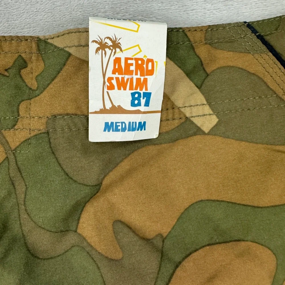 Aeropostale 87‎ Swim Surf Board Shorts Mens Medium Green Camo Trunks Cargo
